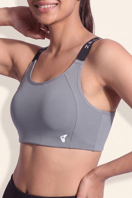 Zelocity Medium Impact Quick Dry Sports Bra - Steel Grey — image 5